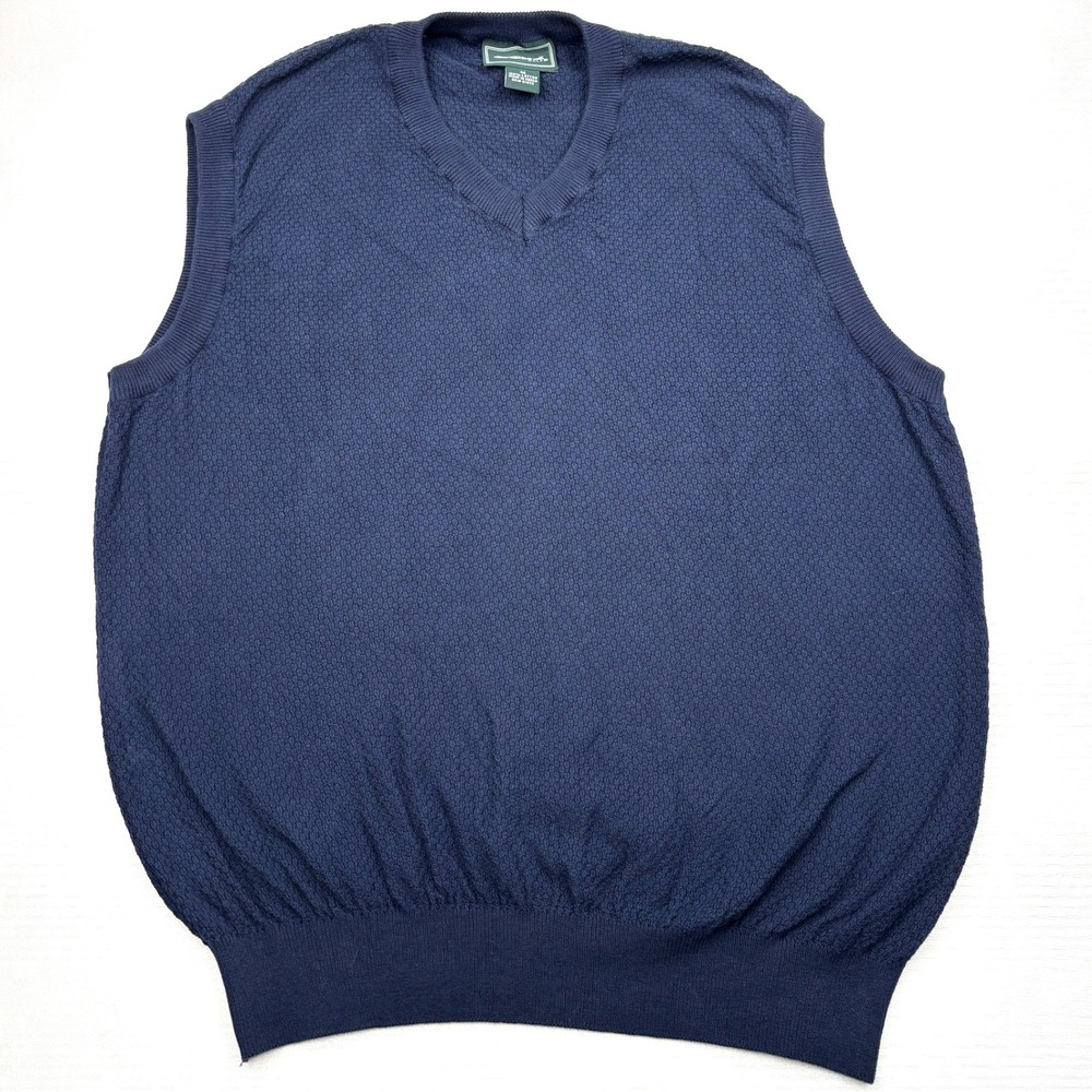 Bolle Golf Sweater Vest Mens Medium Navy Blue V Neck Cotton Knit Country Club M